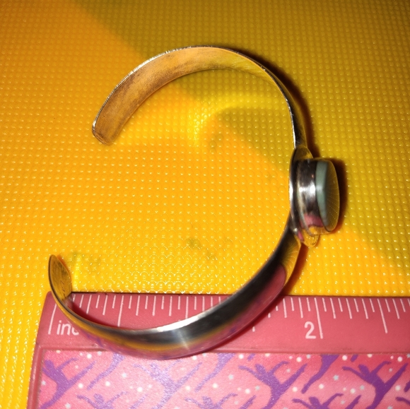 Vintage sterling agate cuff bracelet - Picture 2 of 5